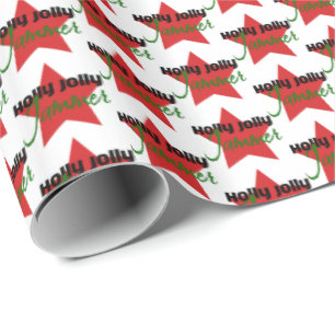 Holly Jolly Jammer, Roller Derby Skating Christmas Wrapping Paper
