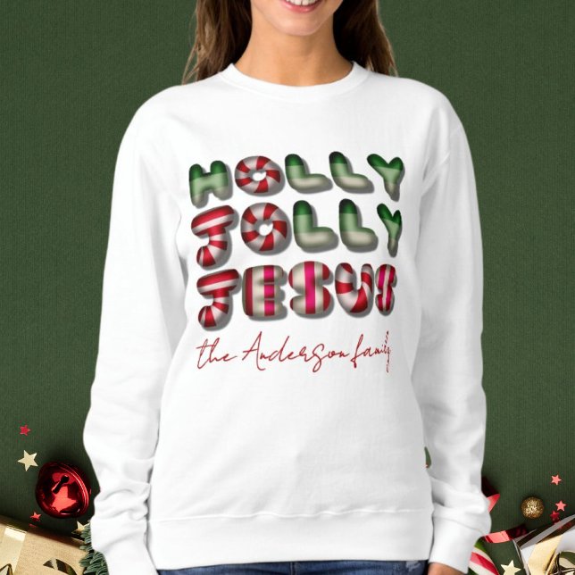 Holly Jolly Jesus 3D optic bold candy balloon Sweatshirt (Creator Uploaded)