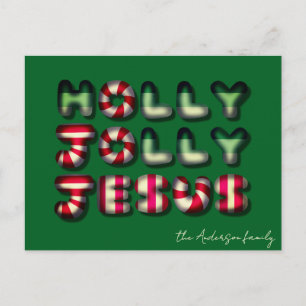 Holly Jolly Jesus 3D optic christmas greeting  Postcard