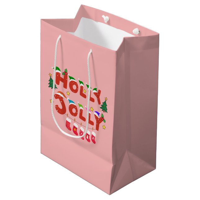 Holly Jolly Medium Gift Bag (Front Angled)