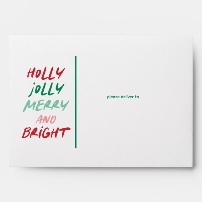 Holly Jolly Merry and Bright Envelope Template (Front)