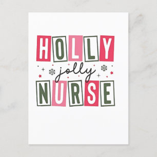Holly Jolly Nurse Christmas Xmas Nursing Life Invitation Postcard