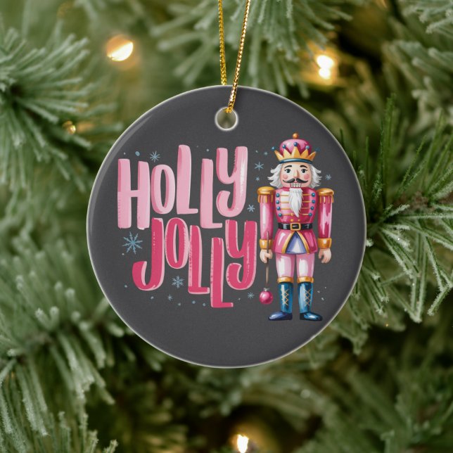 Holly Jolly Nutcracker Christmas Coquette Preppy Ceramic Tree Decoration (Tree)
