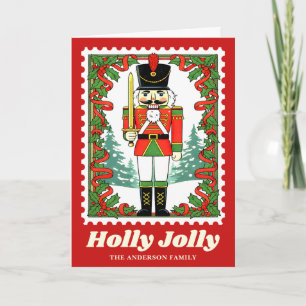 Holly Jolly Nutcracker Christmas Postage Stamp Holiday Card