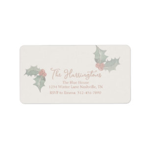 Holly Jolly ONE Christmas Vintage Birthday Address Label