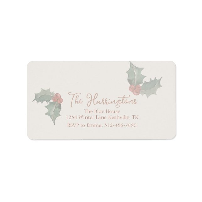 Holly Jolly ONE Christmas Vintage Birthday Address Label (Front)