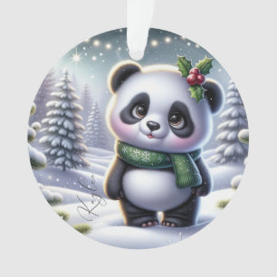 Holly Jolly Panda in Winter Wonderland Ornament