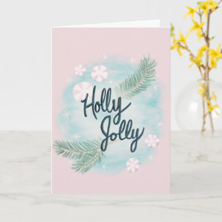Holly Jolly - Pastel - Christmas - Greeting - Card