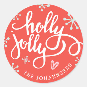 Holly Jolly Personalised Holiday Stickers