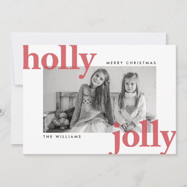 Holly Jolly Photo Christmas Greeting Holiday Card (Front)