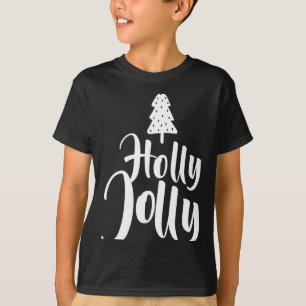 Holly Jolly Red And White Merry Christmas T-Shirt