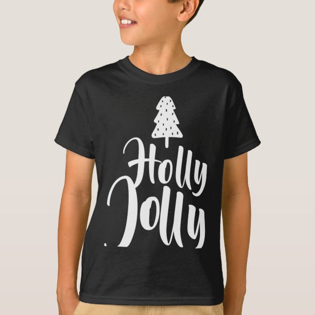Holly Jolly Red And White Merry Christmas  T-Shirt (Front)