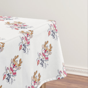 Holly Jolly Reindeer Tablecloth
