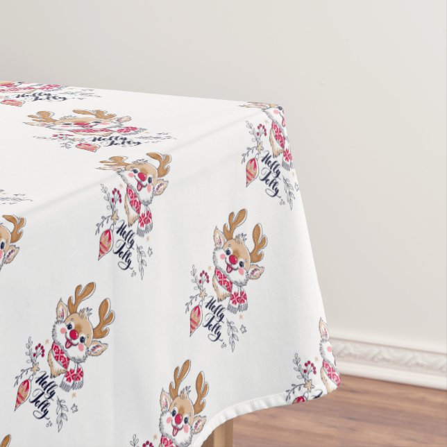 Holly Jolly Reindeer  Tablecloth (In Situ)
