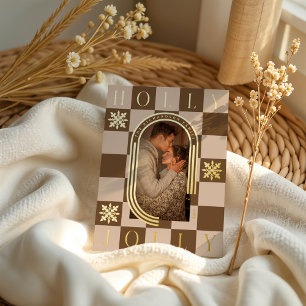 Holly Jolly Retro Chequered Christmas Arch Photo