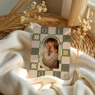 Holly Jolly Retro Chequered Christmas Arch Photo