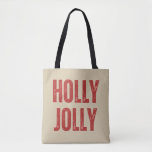 Holly Jolly Retro Family Christmas Matching Tote Bag
