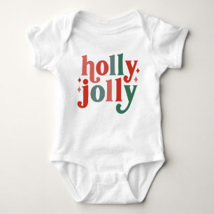 Holly Jolly - Retro Holiday Typography Baby Bodysuit