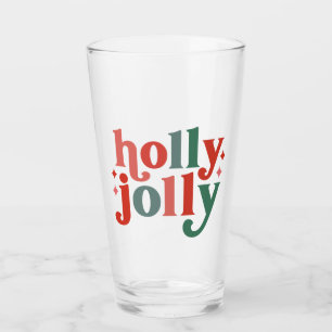 Holly Jolly - Retro Holiday Typography Glass