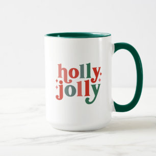 Holly Jolly - Retro Holiday Typography Mug
