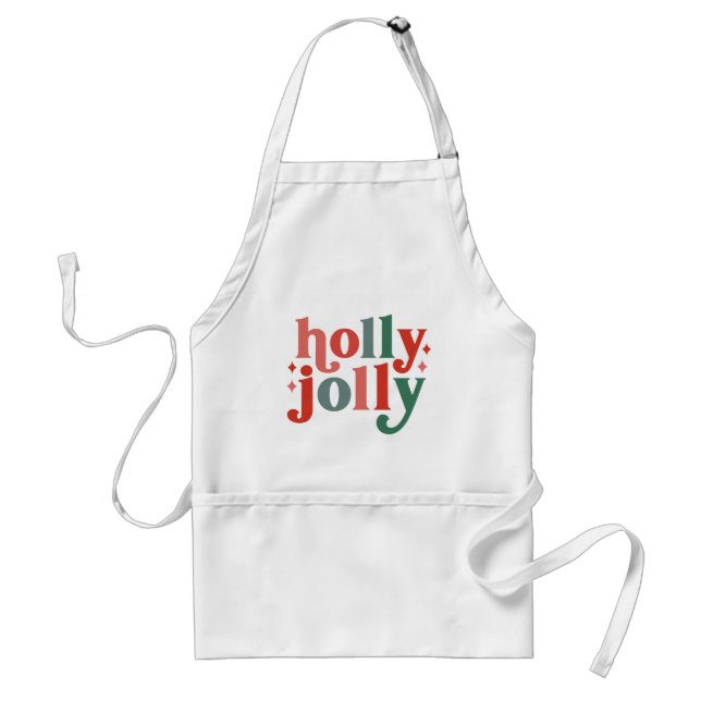 Holly Jolly - Retro Holiday Typography Standard Apron (Front)