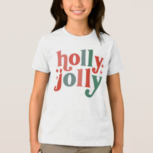 Holly Jolly - Retro Holiday Typography Tri-Blend Shirt
