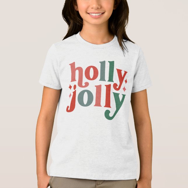 Holly Jolly - Retro Holiday Typography Tri-Blend Shirt (Front)