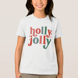 Holly Jolly - Retro Holiday Typography Tri-Blend Shirt