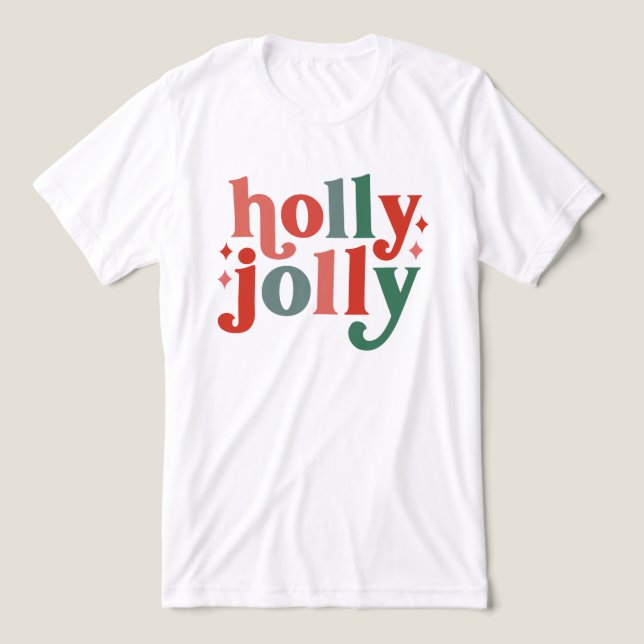 Holly Jolly - Retro Holiday Typography Tri-Blend Shirt (Design Front)