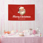 Holly Jolly Santa Claus Retro Christmas Banner<br><div class="desc">Banner with a joyful illustration of a vintage style Santa Claus with red rosy cheeks. Wearing his classic red Santa hat and his big white beard. A sprig of holly adds to the festive holiday spirit of this design.</div>