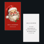Holly Jolly Santa Claus Retro Christmas Business Card<br><div class="desc">Business card with a joyful illustration of a vintage style Santa Claus with red rosy cheeks. Wearing his classic red Santa hat and his big white beard. A sprig of holly adds to the festive holiday spirit of this design.</div>