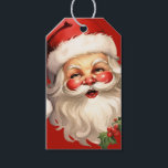 Holly Jolly Santa Claus Retro Christmas Gift Tags<br><div class="desc">Gift tags with a joyful illustration of a vintage style Santa Claus with red rosy cheeks. wearing his classic red Santa hat and his big white bear. A sprig of holly adds to the festive holiday spirit of this design.</div>