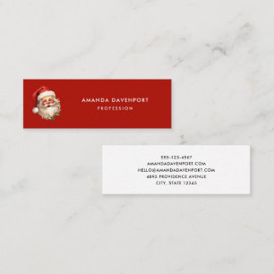 Holly Jolly Santa Claus Retro Christmas Mini Business Card