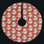 Holly Jolly Santa Claus Retro Christmas Pattern Brushed Polyester Tree Skirt<br><div class="desc">Tree skirt with a joyful illustration of a vintage style Santa Claus with red rosy cheeks. Wearing his classic red Santa hat and his big white beard. A sprig of holly adds to the festive holiday spirit of this design.</div>