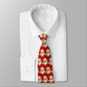 Holly Jolly Santa Claus Retro Christmas Pattern Tie
