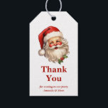 Holly Jolly Santa Claus Retro Christmas Thank You Gift Tags<br><div class="desc">Gift tags with a joyful illustration of a vintage style Santa Claus with red rosy cheeks. wearing his classic red Santa hat and his big white bear. A sprig of holly adds to the festive holiday spirit of this design.</div>