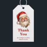 Holly Jolly Santa Claus Retro Christmas Thank You Gift Tags<br><div class="desc">Gift tags with a joyful illustration of a vintage style Santa Claus with red rosy cheeks. wearing his classic red Santa hat and his big white bear. A sprig of holly adds to the festive holiday spirit of this design.</div>