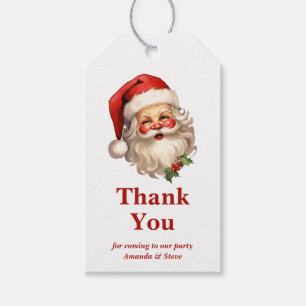 Holly Jolly Santa Claus Retro Christmas Thank You Gift Tags