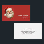 Holly Jolly Santa Claus Retro Style Christmas Business Card<br><div class="desc">Business cards with a joyful illustration of a vintage style Santa Claus with red rosy cheeks. wearing his classic red Santa hat and his big white bear. A sprig of holly adds to the festive holiday spirit of this design.</div>
