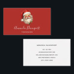 Holly Jolly Santa Claus Retro Style Christmas Business Card<br><div class="desc">Business cards with a joyful illustration of a vintage style Santa Claus with red rosy cheeks. wearing his classic red Santa hat and his big white bear. A sprig of holly adds to the festive holiday spirit of this design.</div>