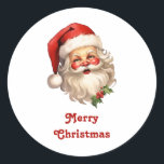 Holly Jolly Santa Claus Retro Style Christmas Classic Round Sticker<br><div class="desc">Christmas stickers with a joyful illustration of a vintage style Santa Claus with red rosy cheeks. wearing his classic red Santa hat and his big white bear. A sprig of holly adds to the festive holiday spirit of this design.</div>