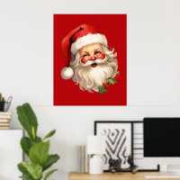Holly Jolly Santa Claus Retro Style Christmas