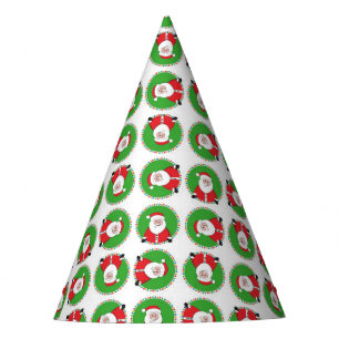 Holly Jolly Santa Wreath Christmas Party Hat