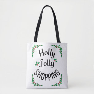 Holly Jolly Shopping Winter Holiday Tote Bag