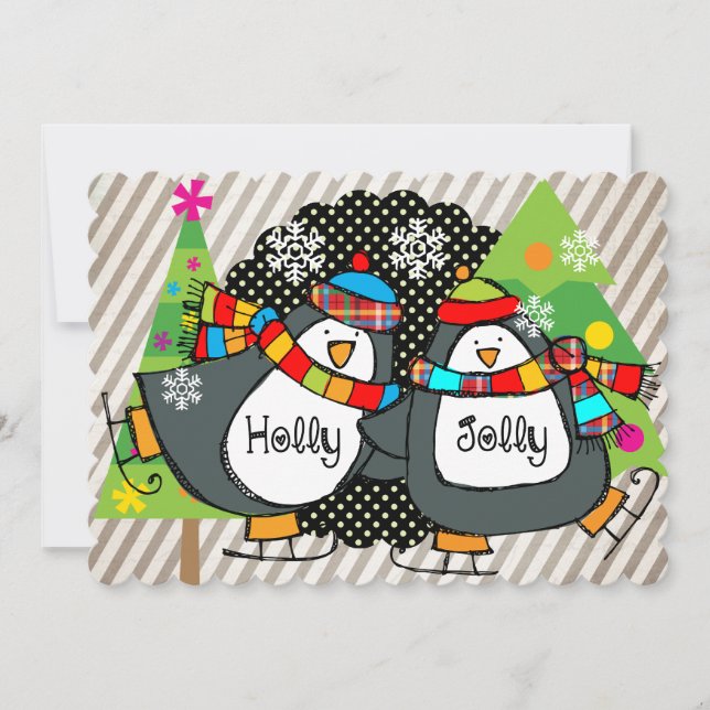 Holly Jolly Skating Penguins Holiday (Front)