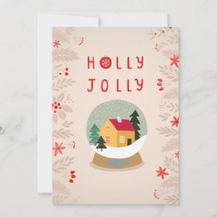 Holly Jolly Snow Globe - A Cosy Holiday Delight Card