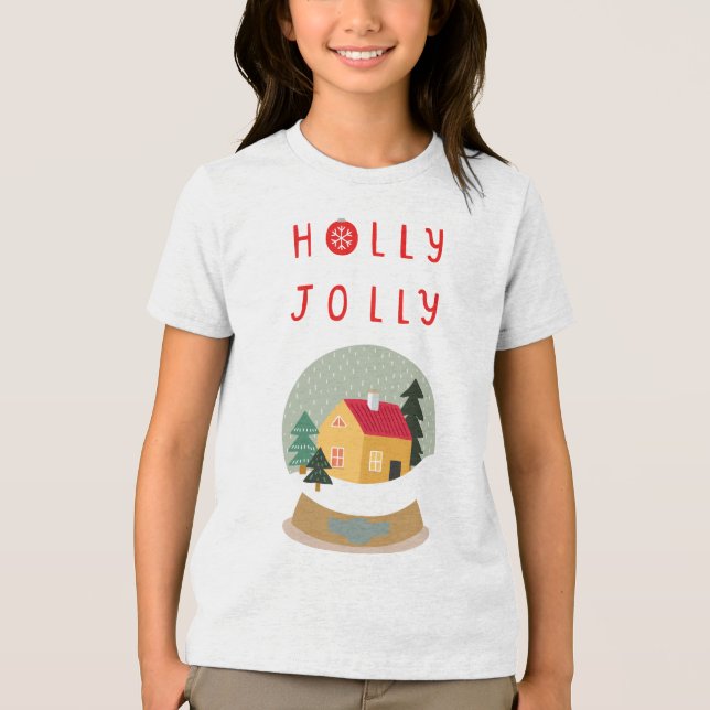 Holly Jolly Snow Globe - A Cosy Holiday Delight Tri-Blend Shirt (Front)