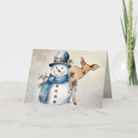 "Holly Jolly Snowman" with a Fawn
