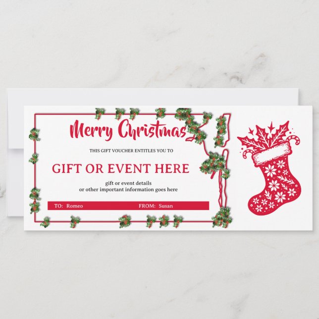 Holly Jolly Stocking Christmas Gift Voucher (Front)