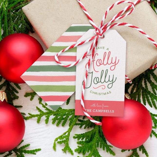 Holly Jolly Stripes Christmas Gift Tags (Creator Uploaded)